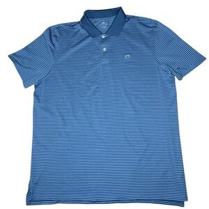 Southern Tide 2 Tone Blue Striped Polo Shirt-Men’s XXL